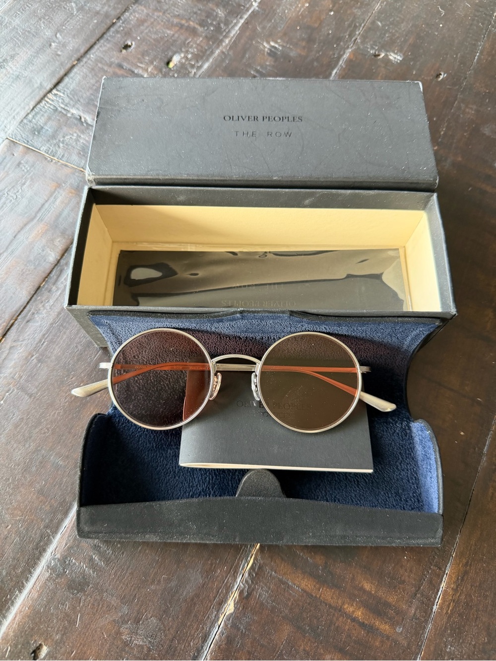Oliver Peoples The Row Round Metal Sunglasses - Salmon Pink Lenses